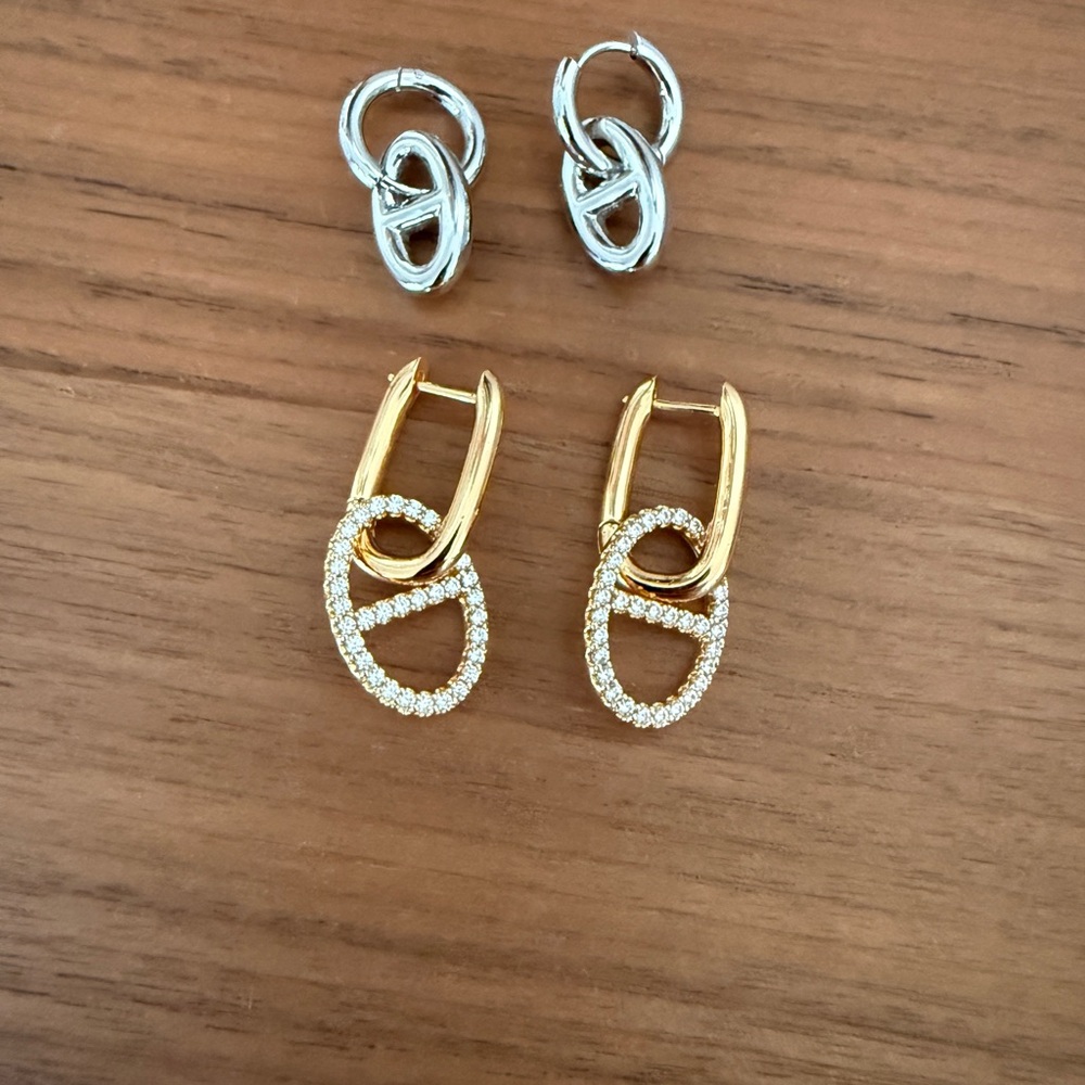 Gold and White Gold Plated Mariner Link Earring Bundle